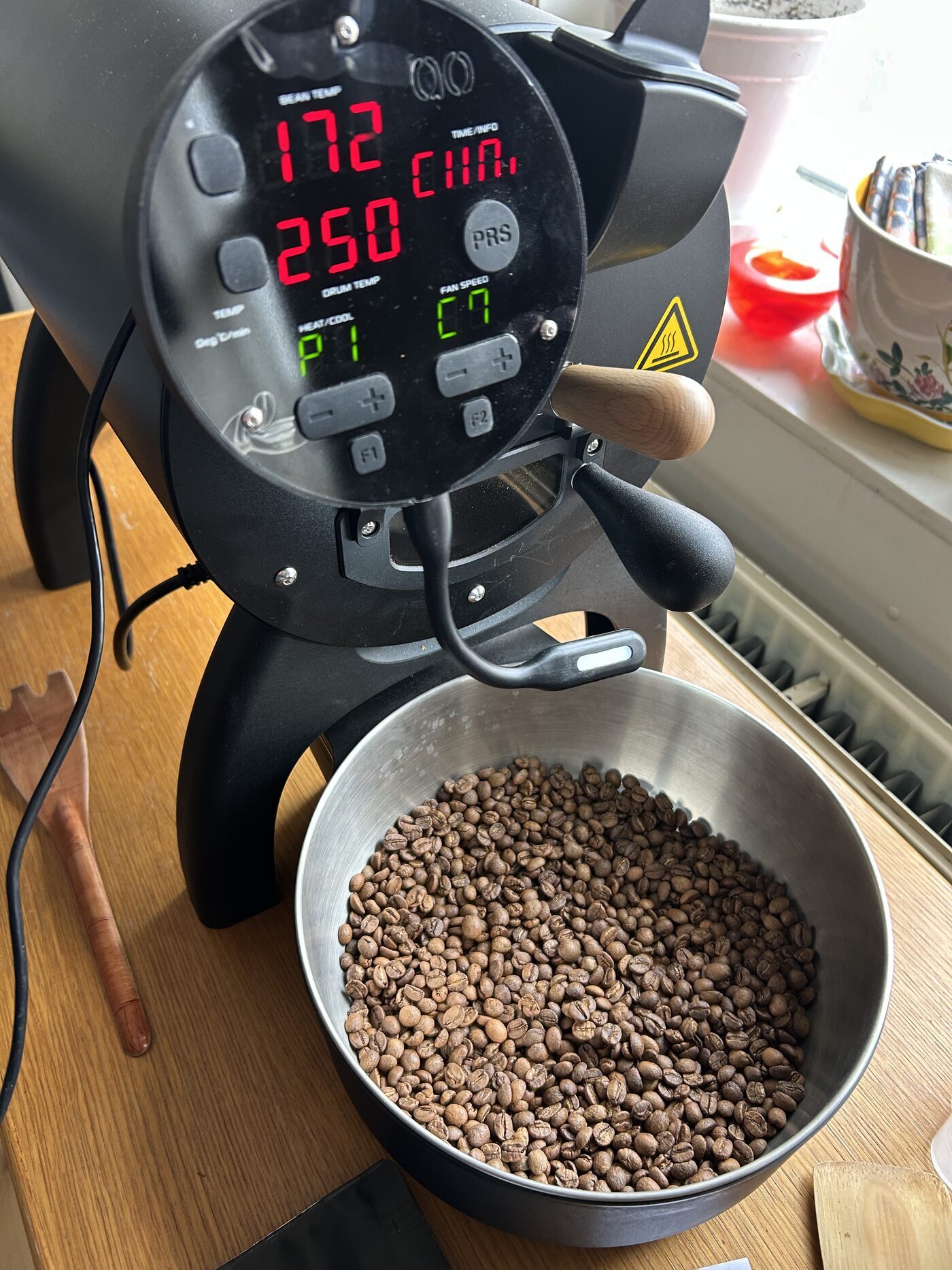 Coffee beans during roasting